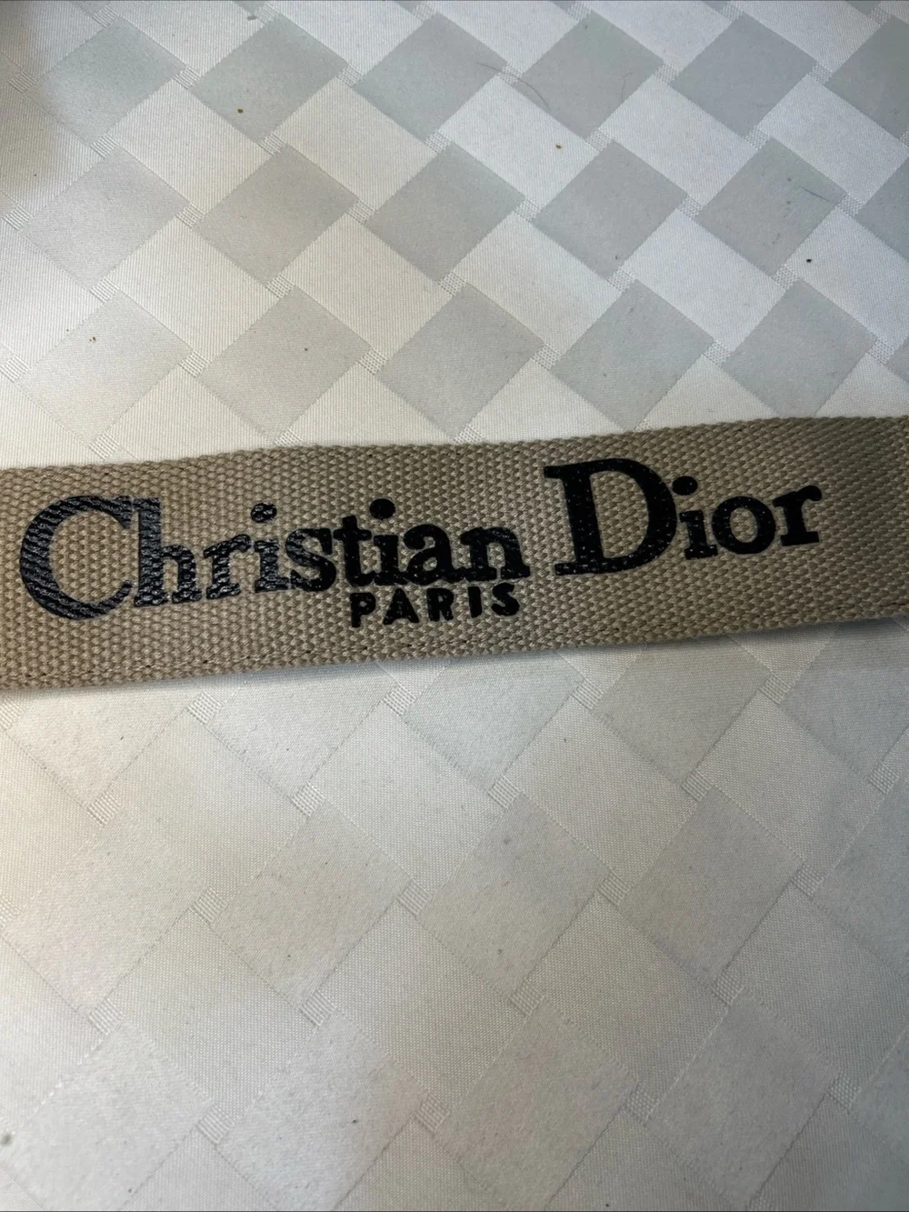 Dior Black and Cream Woven Logo Bag Strap with Gold Hardware